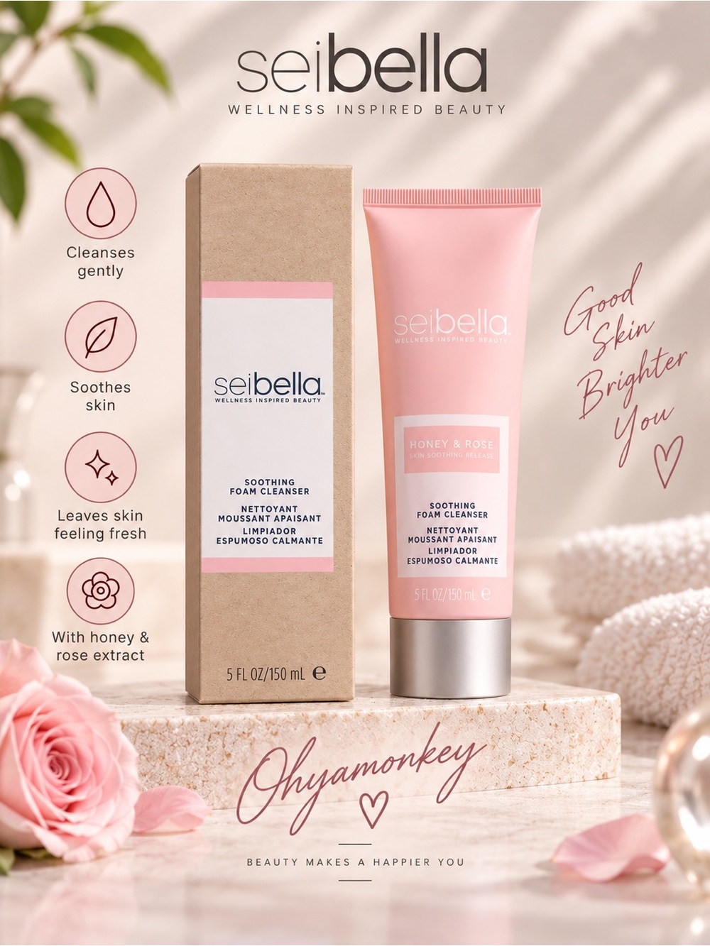 Seibella Honey & Rose Soothing Foam Cleanser $33